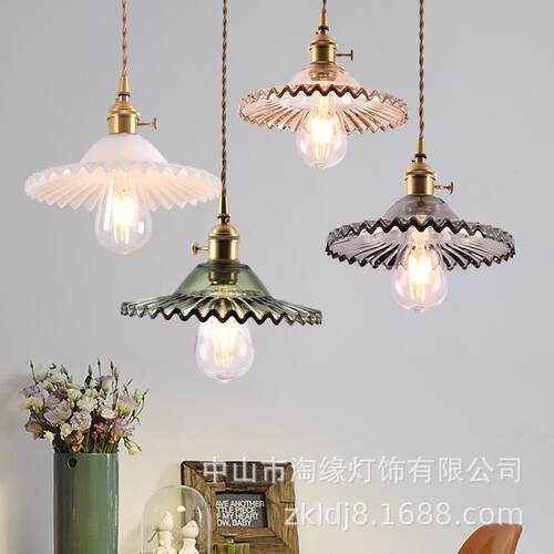 莲花淘缘灯具餐厅咖啡厅床头装饰北欧风格纯铜单头小吊灯