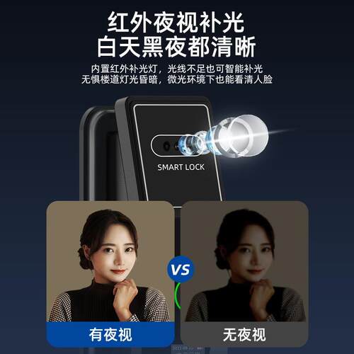 225新款智门能门锁密码锁锁0家用指纹锁防盗门智能锁入V5-A户门电