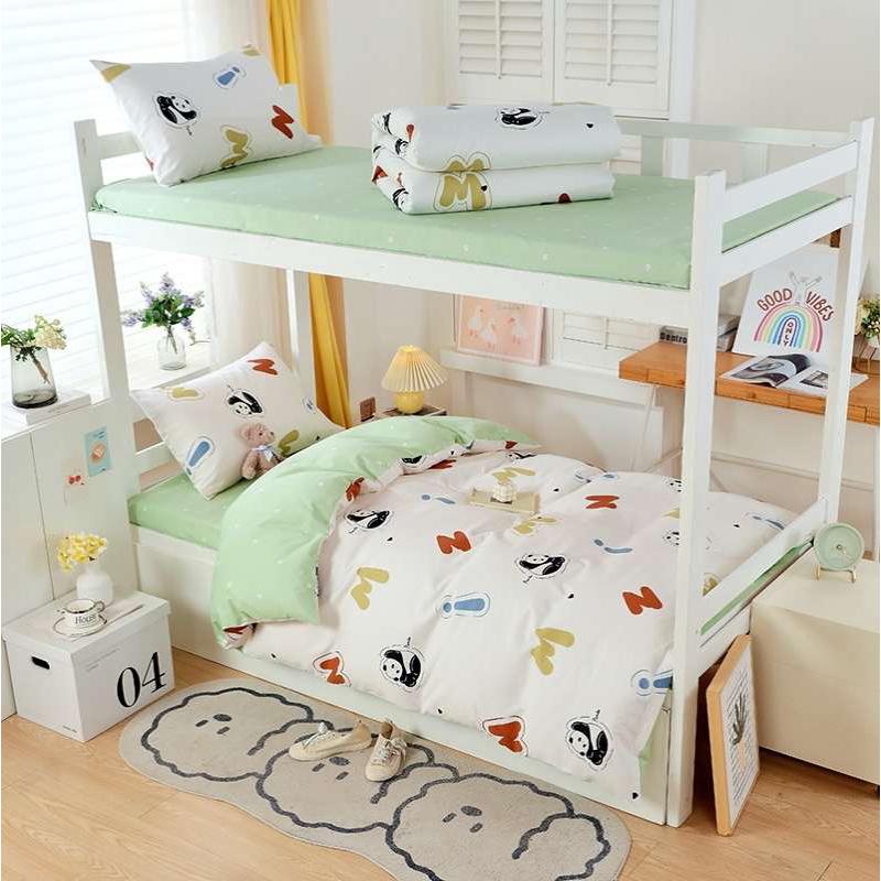 高中学生宿舍床上三件套床笠款大学女生专用床单被罩单人蓝色被套