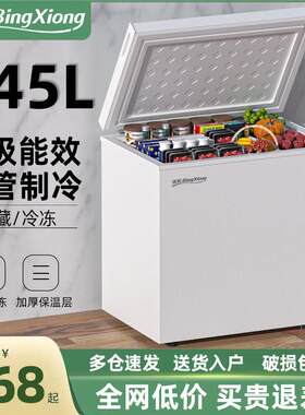 冰熊小冰柜家用全冷冻小型冰柜保鲜冷冻两用冷柜迷你家用双温冰柜