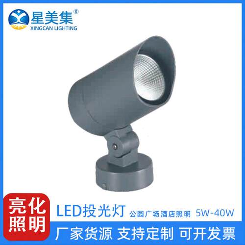 户外工程LED七彩投光灯草坪庭院 外墙建筑投射灯5W10W20W30W40W
