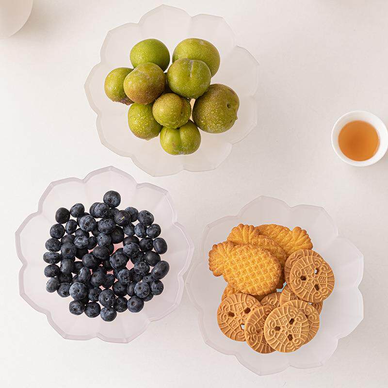 高足琉璃莲花果盘家用客厅茶点盘中式点心盘水果盘围炉煮茶干果盘