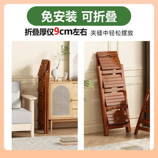 ฅ实木梯凳多功能家用折叠梯椅室内梯子椅子两用三步楼梯登高踏