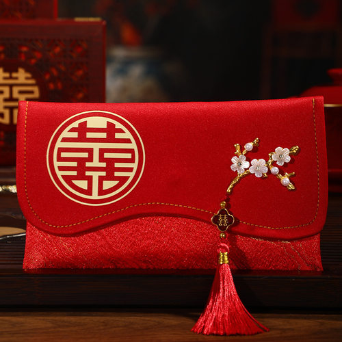 结婚红色大号布艺红包袋子利是封