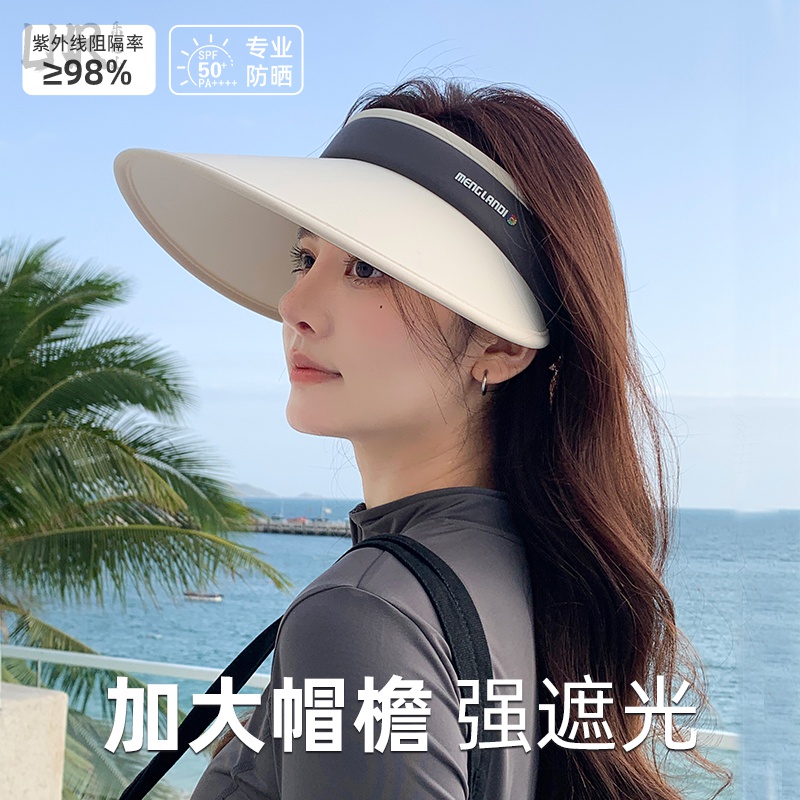 大帽檐防晒帽女防紫外线春季户外遮阳帽子骑车遮脸空顶太阳帽子女