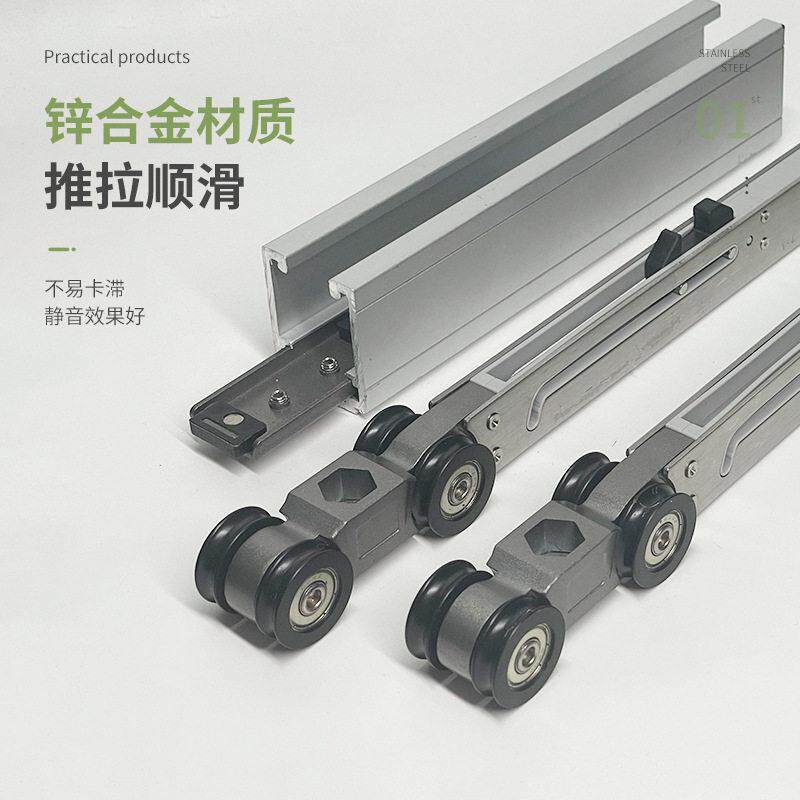 重型缓冲吊轮推拉木门重型导轨静音阻尼滑轮卫生间厨房移门吊轨道