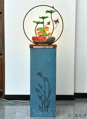正品创意摆件鱼缸客桌柜玄关落地电厅视旁流水生财喷泉面加湿开业
