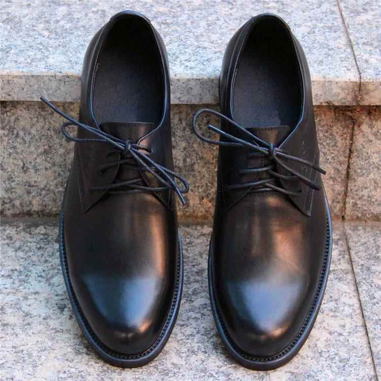 正品外贸男鞋皮透真气商鞋务正装皮尖男头系带头层牛皮男士皮鞋工