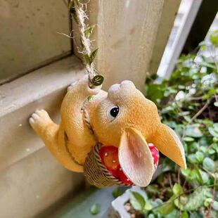 Bunny Garden Figures Lovely Animal Climbing Pipe Decor