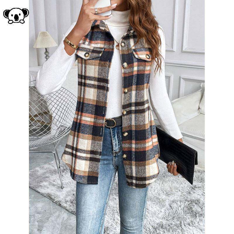 X 85841 Women All-Season Vest Plaid Casual格纹马甲