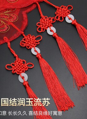 半透明红色头纱中国风结婚新娘软喜帕中式蒙头巾盖头秀禾头饰