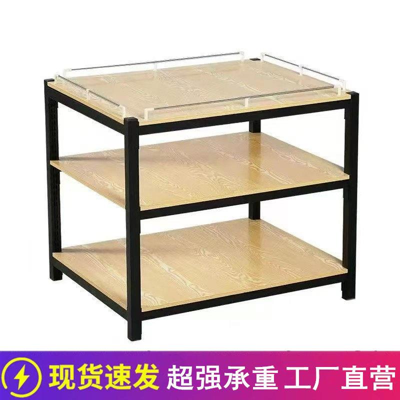 超市牛奶堆头货架展示架饮料粮油米面陈列架促销台钢木洗化地堆图片
