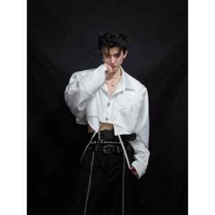 ArguECulturE小众解构设计感短款飘带衬衫垫肩宽松丝滑贵气上衣潮