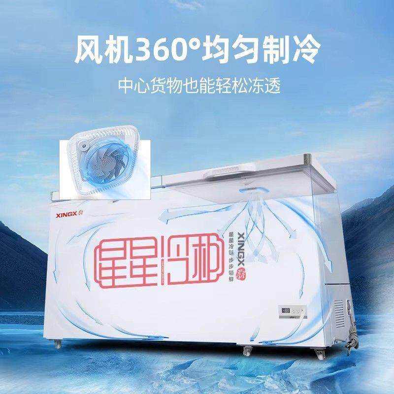 星星冷柜400/500升商用大容量全冷冻柜卧式单温雪柜节能冰柜