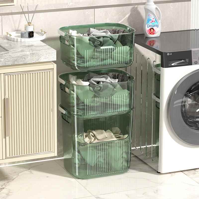 家用浴室洗澡放衣服洗漱用品手提脏衣篮神器洗衣篓篮子透明收纳筐