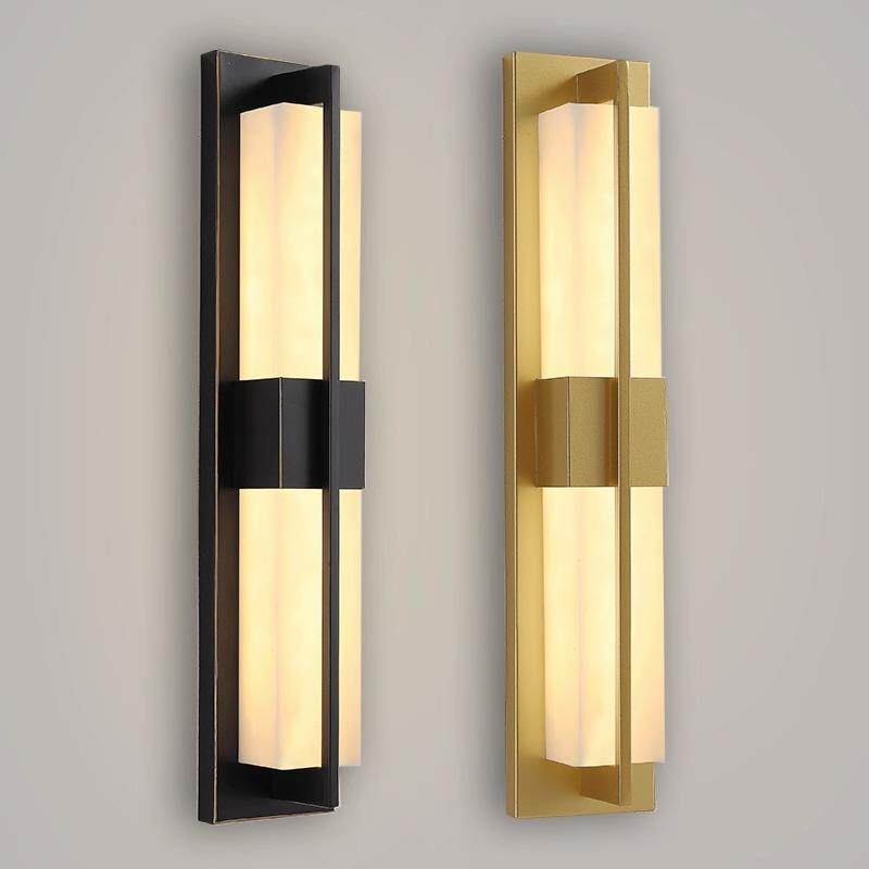 新中式户外不锈钢防水壁灯客厅卧室仿云石灯室外阳台别墅入户墙灯