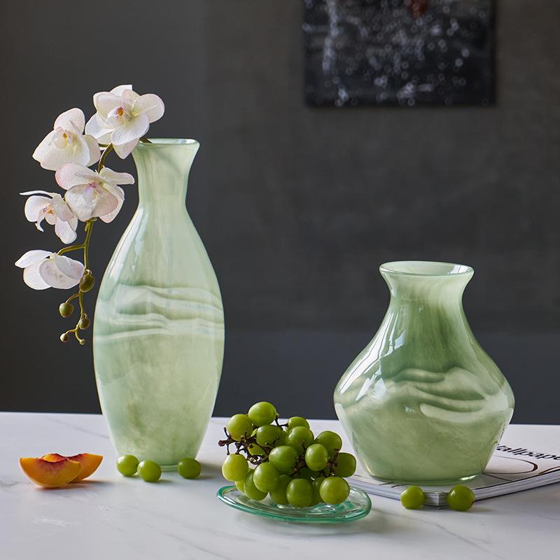 现代简约翡翠绿云纹手工创意花瓶鲜花餐桌玄关居家吊钟马醉木花瓶