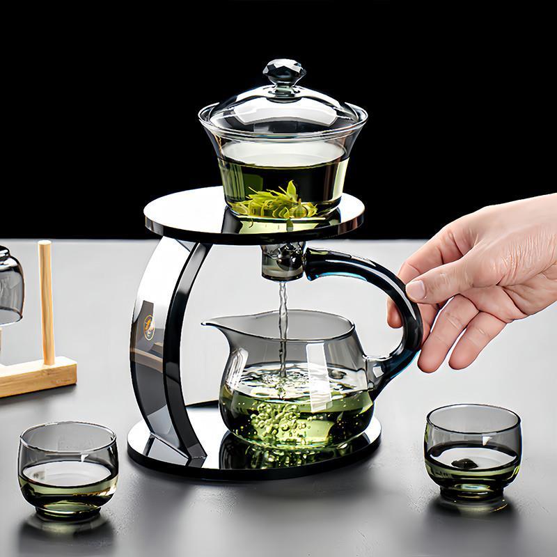 创意懒人泡茶器磁吸式玻璃茶壶高档茶具套组半自动泡茶器家用茶具