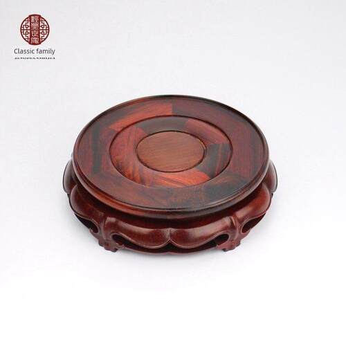 精品红酸枝实木底座可旋转镂空紫砂壶花瓶工艺品摆件木质底座
