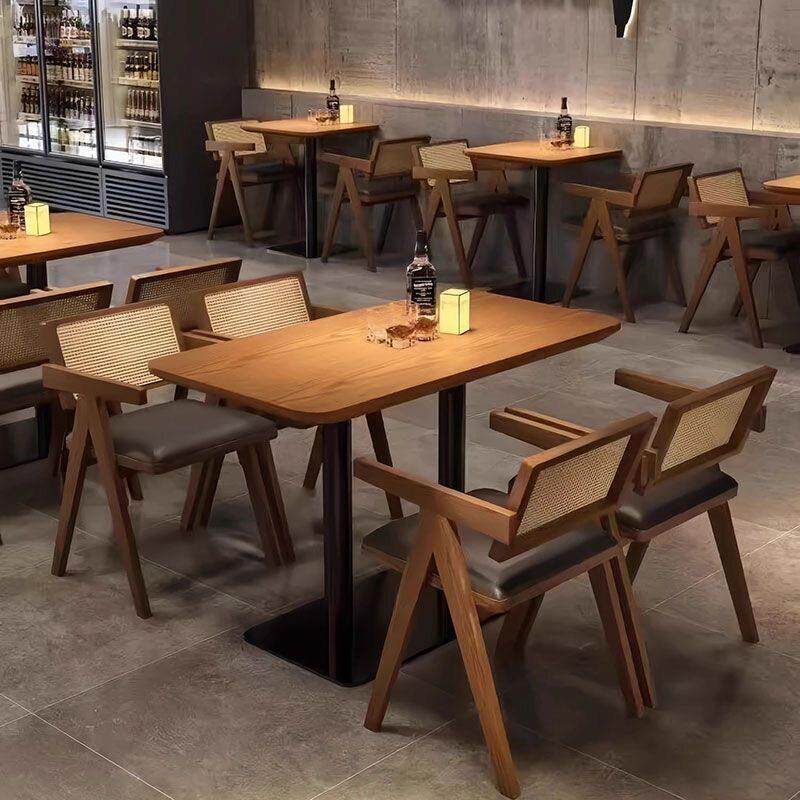 复古酒吧清吧桌椅组合小酒馆咖啡厅实木餐椅西餐厅茶餐厅定制桌椅