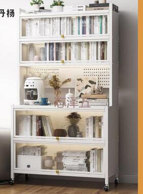 PC一体靠墙移动玻璃翻门柜子客厅白色现代简约多层置物架厨房餐边