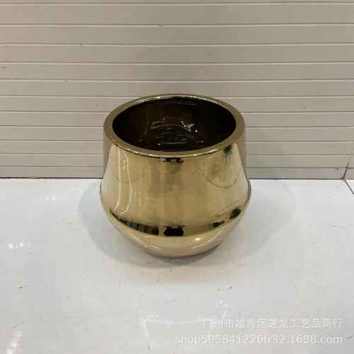 现代轻奢风格电镀陶瓷花瓶蝴蝶兰花器样板房书房桌面花艺盆工艺品