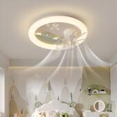 儿童房间风扇灯静音摇头女孩男孩卧室灯卡通一体电扇新款 吸顶灯具