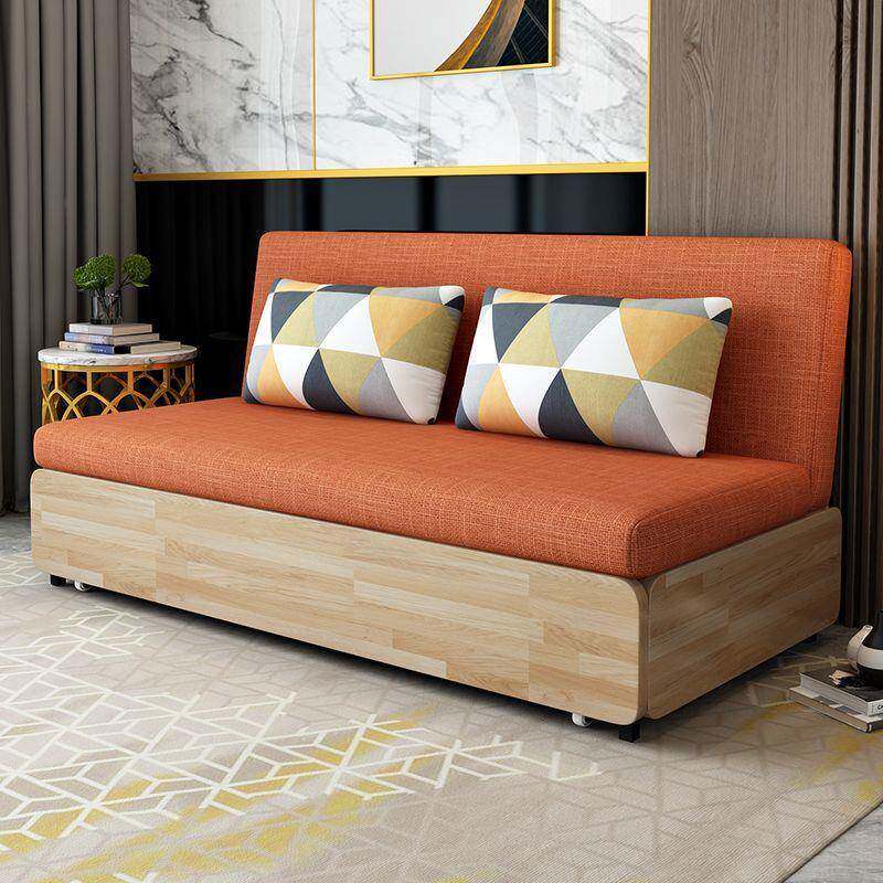实木沙发床可折叠两用小户型一体推拉卧室网红双人阳台1.8米简约