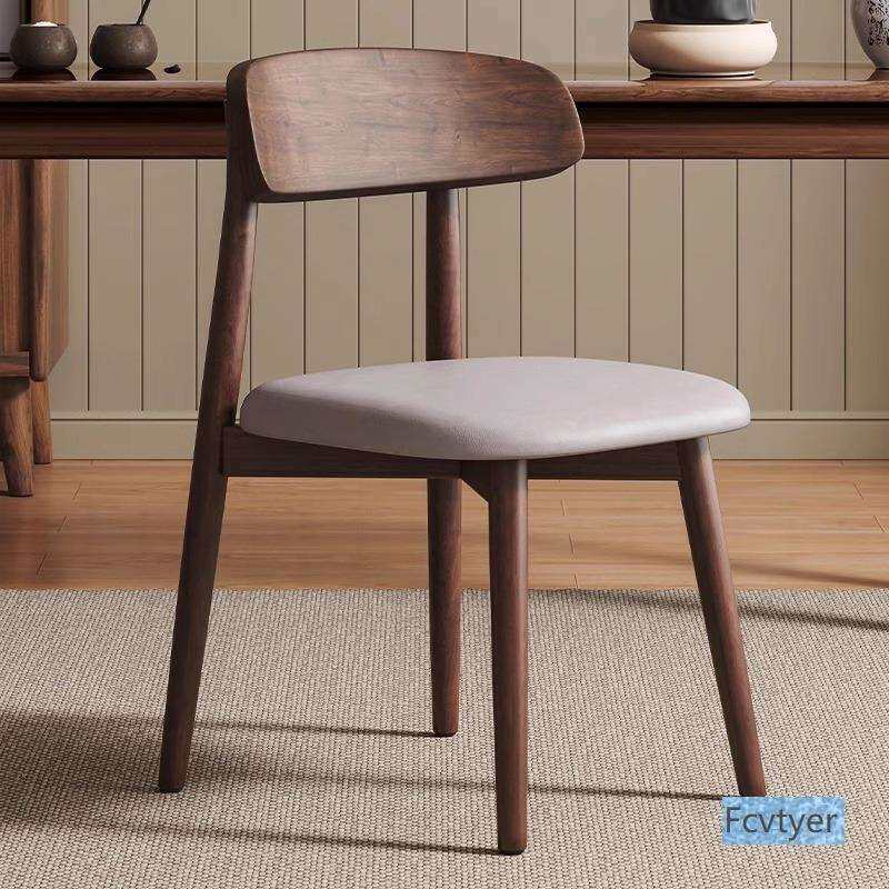 锴引餐桌椅子家用风靠椅奶油餐厅现代简约凳子实木餐椅椅北欧休闲