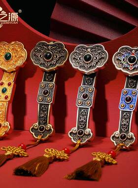 礼之源黄铜工艺礼品摆饰真金鎏镀吉祥如意手把件汽车摆件包挂件结