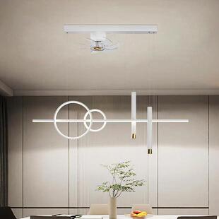 饭厅吊灯带吊扇灯摇头简约吊扇餐桌饭厅吧台电风扇一体2023年新款