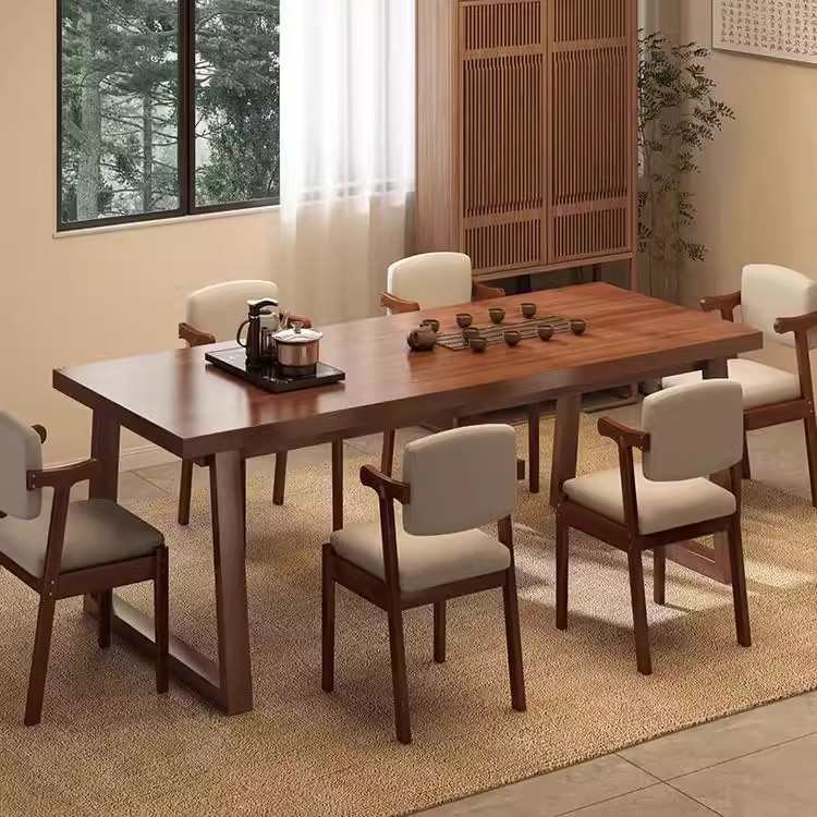 茶桌椅组合茶台泡茶桌子办公室简约实木腿新中式家用阳台大板茶桌