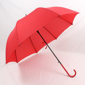 雨中想你长柄雨伞大红色直杆弯柄女生纯色超轻细杆简约自动新娘伞