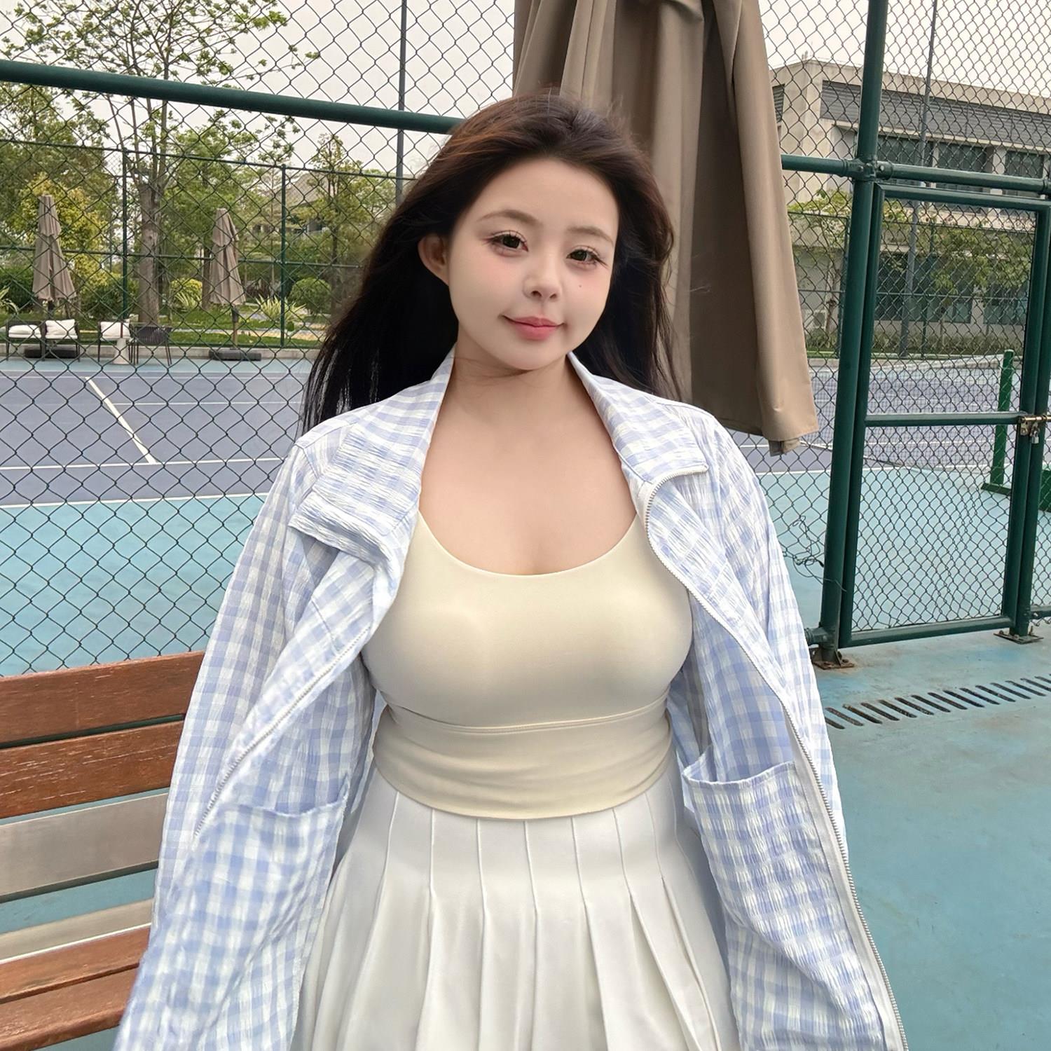 【运动内衣】一体式带胸垫吊带背心夏季外穿凉爽