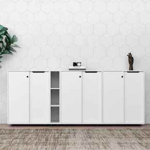 文件柜矮柜推拉门储物柜边柜木质移门隔断柜带锁收纳资料柜办公柜