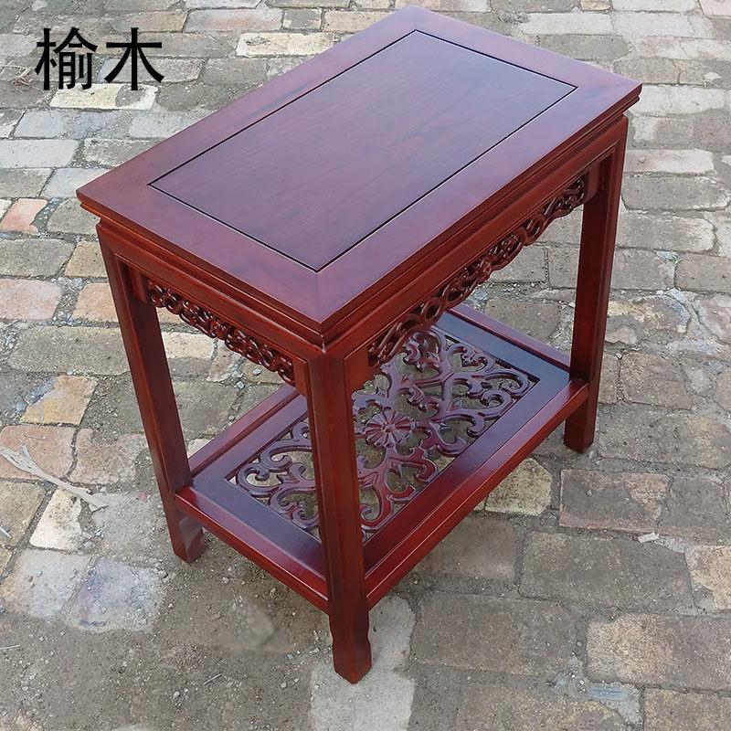 客厅阳台实木花架简约现代鱼缸架子可移动盆景架奇石桌木质置物架