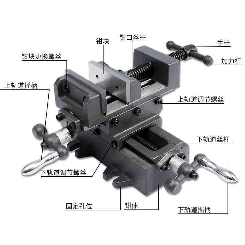 十字平钳双口向台移动工台钻精密钳铣39床重型台虎钳夹具作台滑台