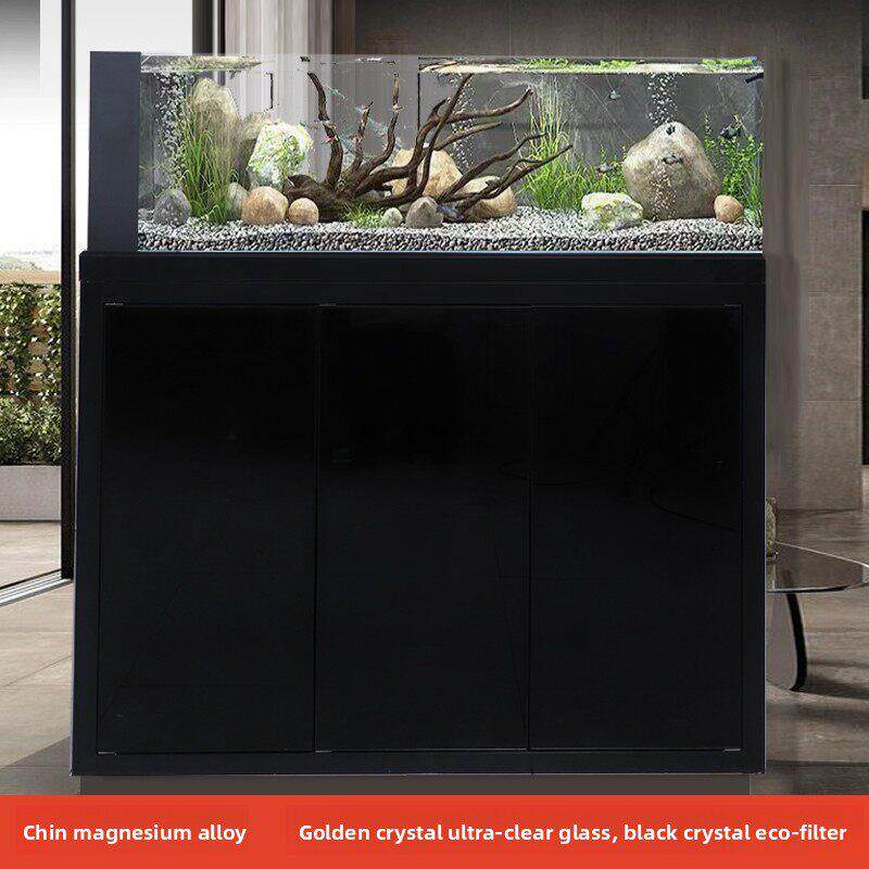 原生溪鱼缸客厅底滤超白工业风玻璃下滤水族水生植物鱼缸生态海鱼