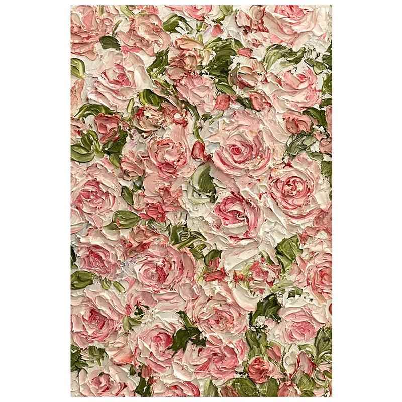 顺丰抽象玫瑰花厚肌理手绘油画玄关挂画奶油风花卉客厅大幅落地装