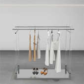 货架 亚克力不锈钢双排挂衣架中岛架陈列架女装 服装 店展示架落地式