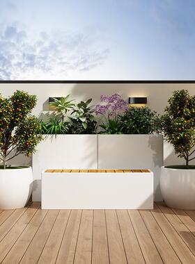 户外不锈钢花箱花架商业街售楼部花盆室外铁艺花坛成品花槽组合