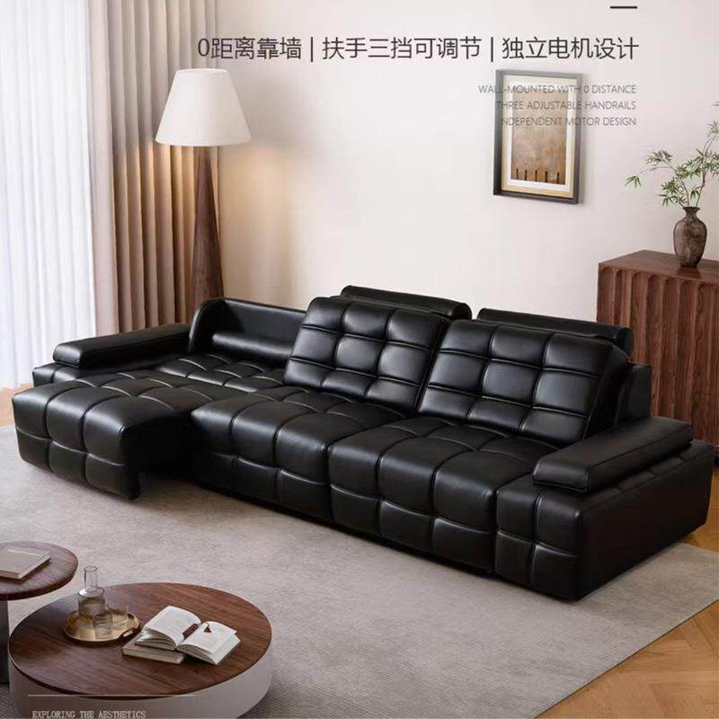 现代简约真皮沙发直排沙发床客厅书房多功能伸缩电动劳伦斯沙发