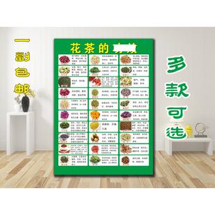 各类花茶的功效简介作用贴纸海报自粘广告图片宣传画茶叶店挂装饰