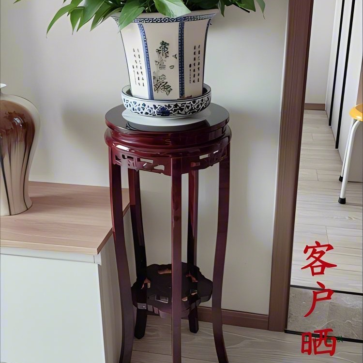 花架实木客厅中式单个置物落地室内鱼缸放盆景的小架子家用木质矮
