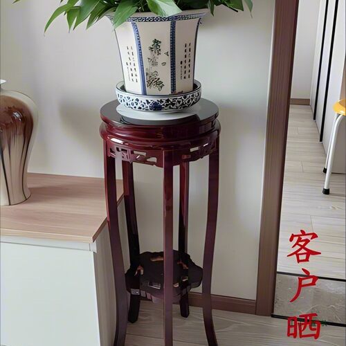 花架实木客厅中式单个置物落地室内鱼缸放盆景的小架子家用木质矮