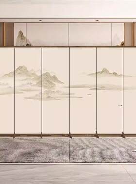 需定制A1新型中式景观屏风隔断客厅入口可折叠移动办公室酒店经典