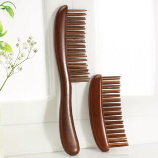 檀木双排圆齿梳子宽齿按摩梳顺髪家用大号梳美发梳子约11 20.5CM