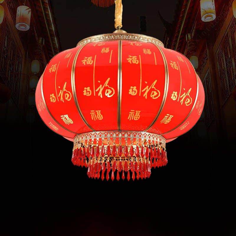 春节高档防水纯铜红灯笼房屋大门阳台乔迁喜事祝福装饰灯枝形吊灯