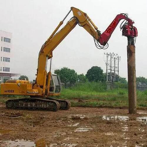 挖机装打桩改机建筑工地桩光伏打机液压夹打桩666侧机