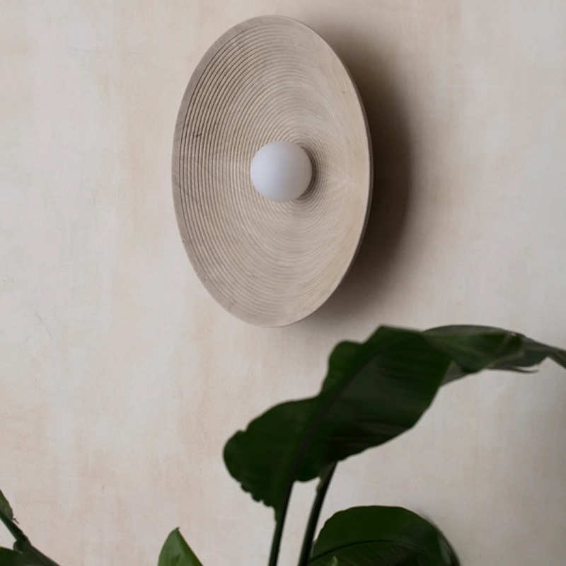 日式简约复古卧室床头餐厅客厅过道背景墙设计师同心圆侘寂风壁灯